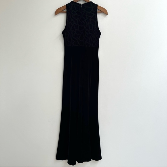 Vintage Y2K Whimsigoth Black Burnout Velvet Empire Waist Maxi Dress Sleeveless 6 - Picture 3 of 9
